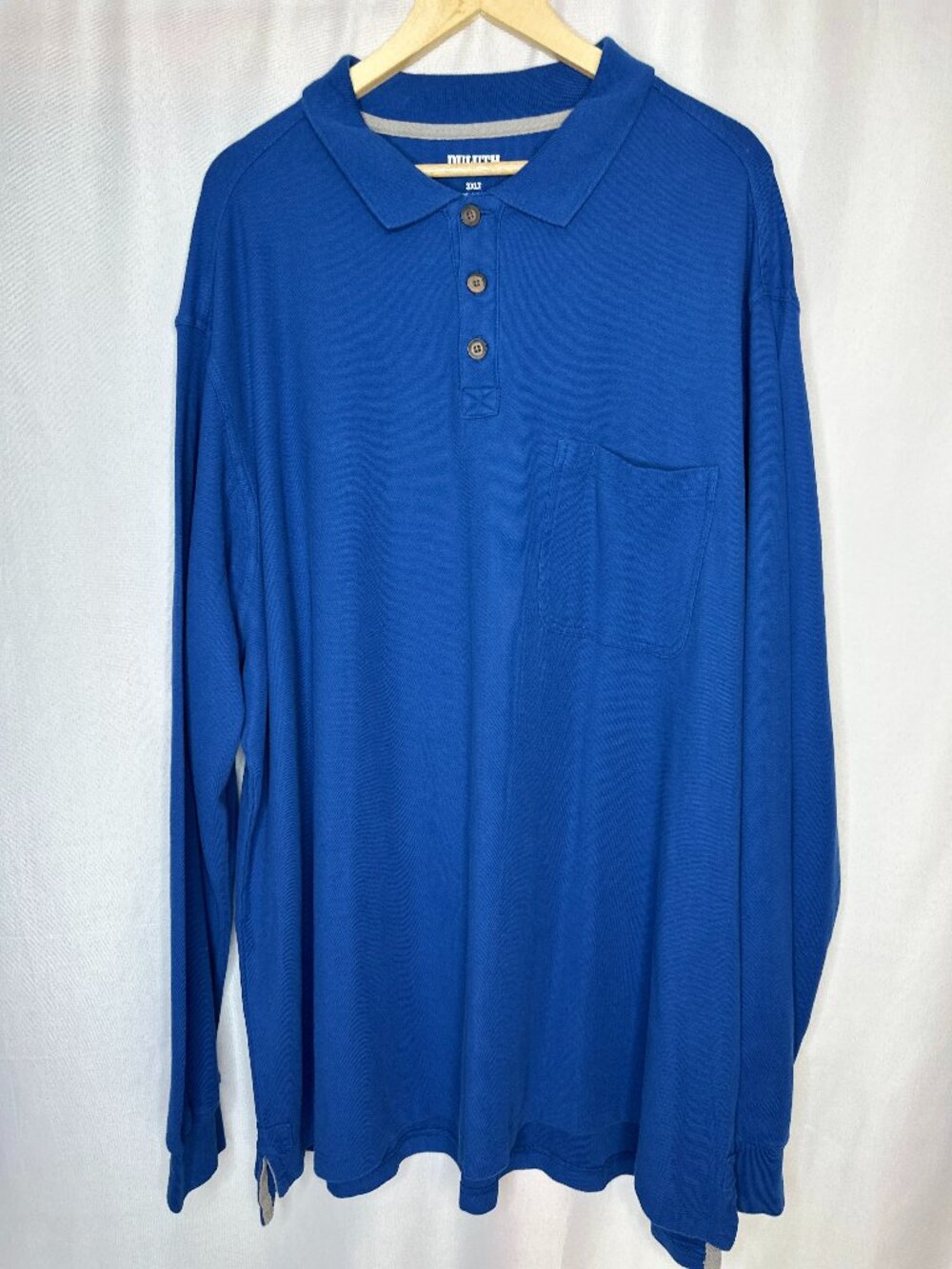 Duluth Long Sleeve Blue Polo with Pocket 3XLT Outdoor Utility Workwear Preppy